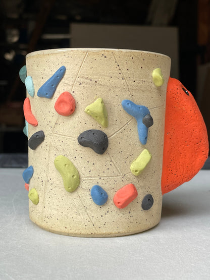 V-shape Cup - Buff Speckled with Hold Handle - Handsculpted