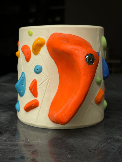 White Climbing Cup with RED Hold Handle - 12oz