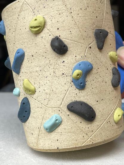 V-shape Cup - Buff Speckled with Hold Handle - Handsculpted