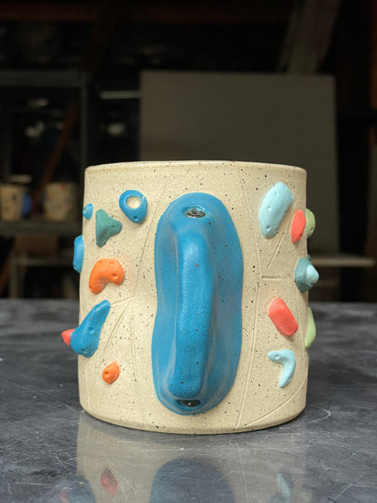 ORIG ALL - Buff Speckled Climbing Cup with Hold Handle - Handsculpted