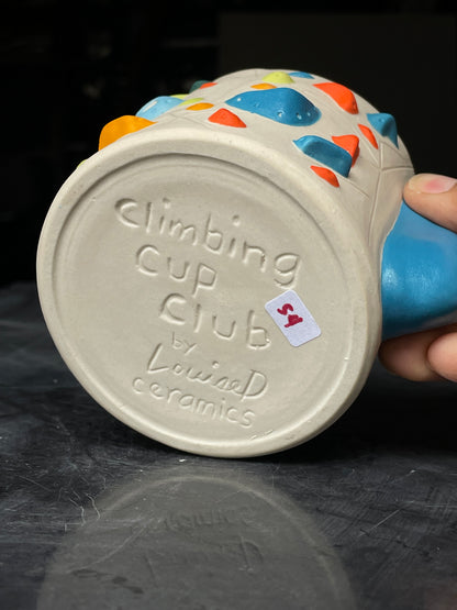 Detailed Holds - White Climbing Cup with BLUE Hold Handle - 12oz