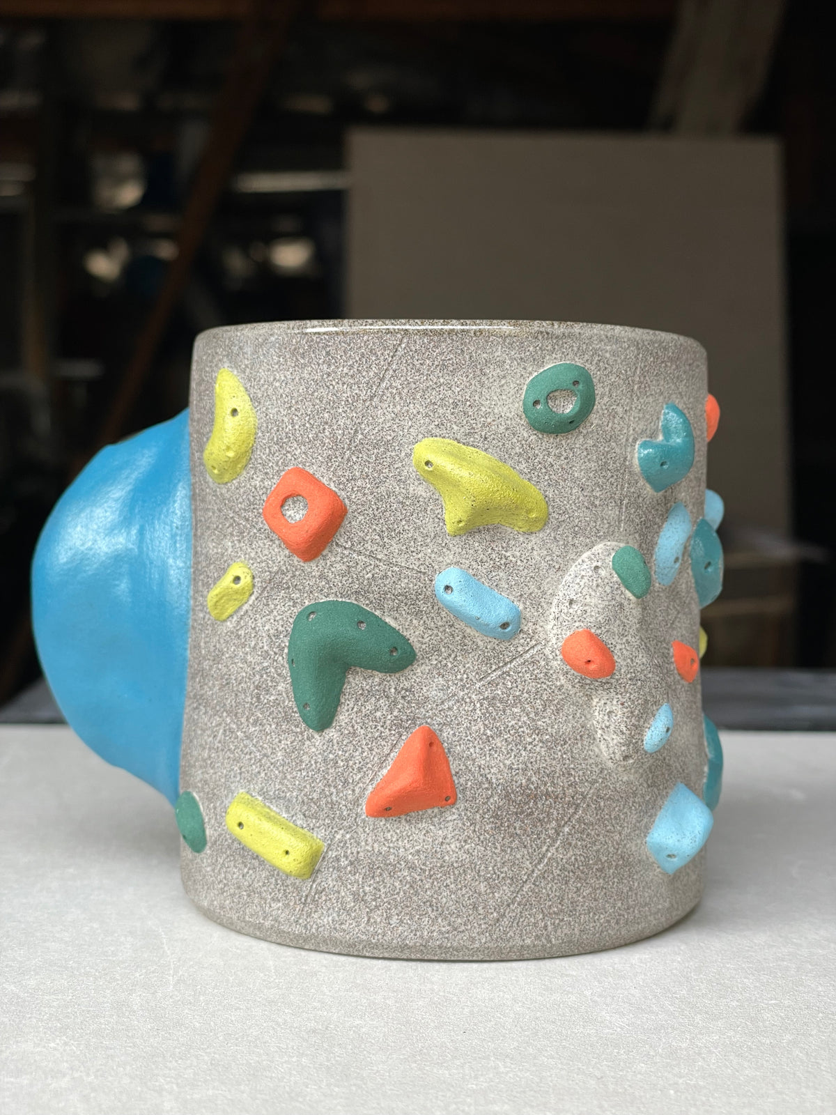 MUTED BLUE Hold Handle - Granite Climbing Cup -Handsculpted
