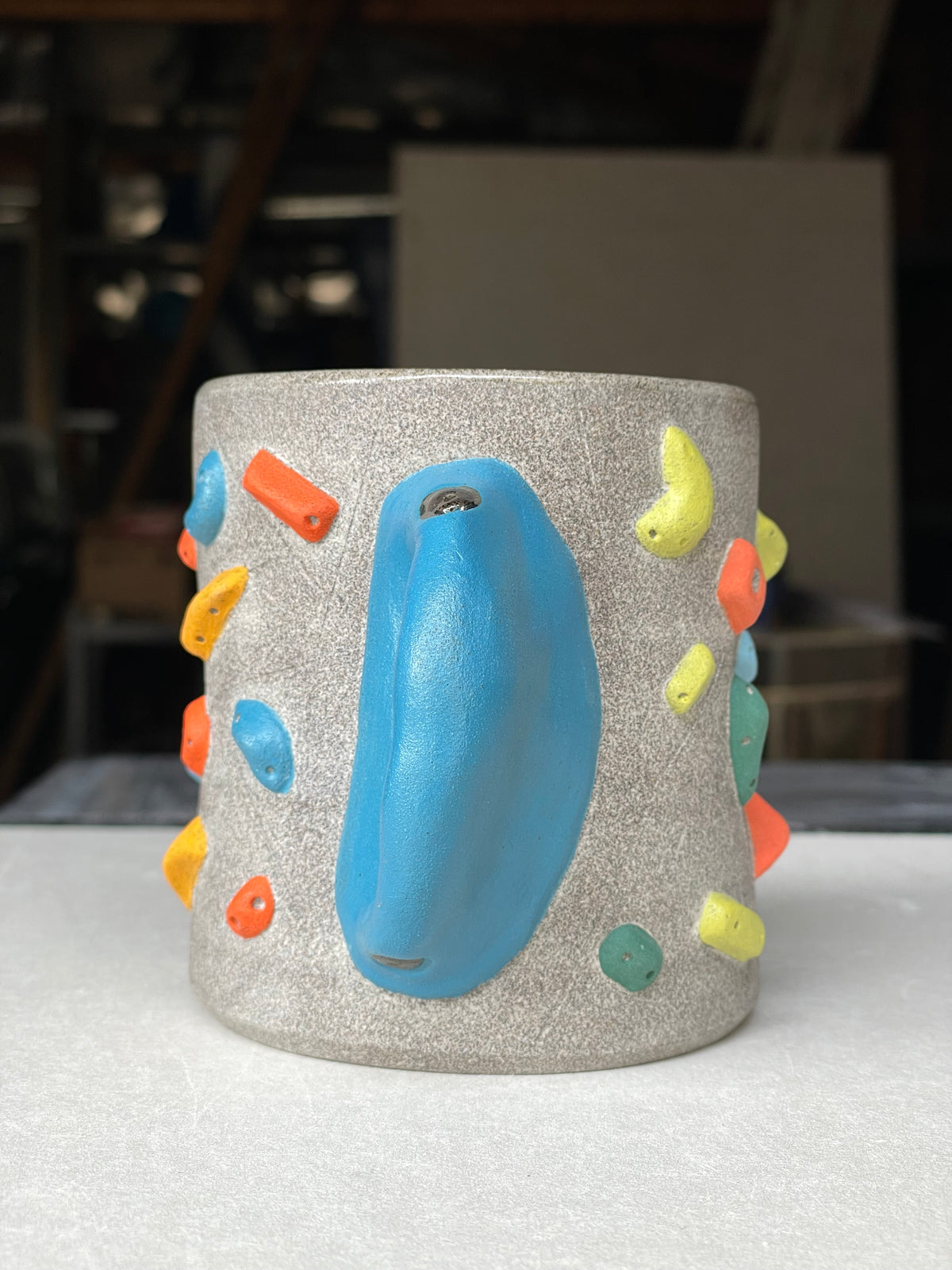 MUTED BLUE Hold Handle - Granite Climbing Cup -Handsculpted