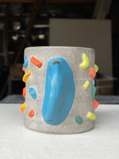 MUTED BLUE Hold Handle - Granite Climbing Cup -Handsculpted