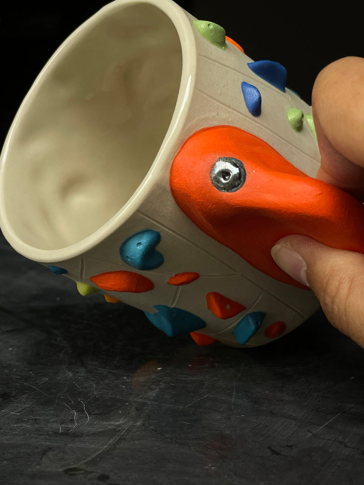 Detailed Holds - White Climbing Cup with Red Hold Handle - 12oz