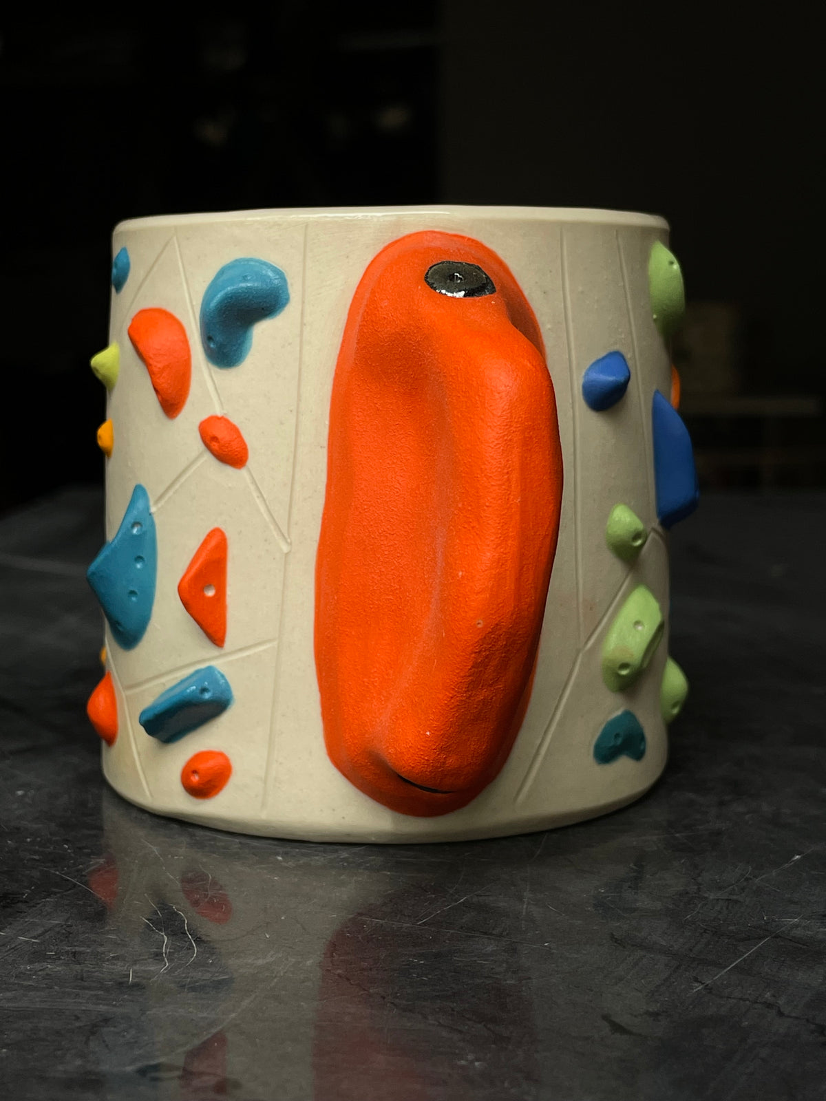 Detailed Holds - White Climbing Cup with Red Hold Handle - 12oz