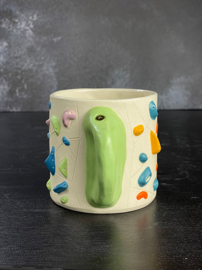White Climbing Cup with Hold Handle - GREEN