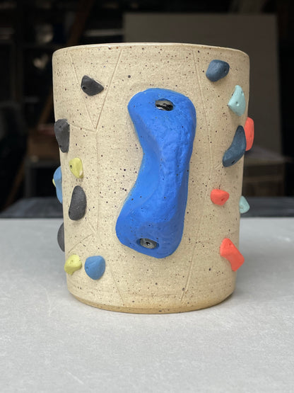 V-shape Cup - Buff Speckled with Hold Handle - Handsculpted