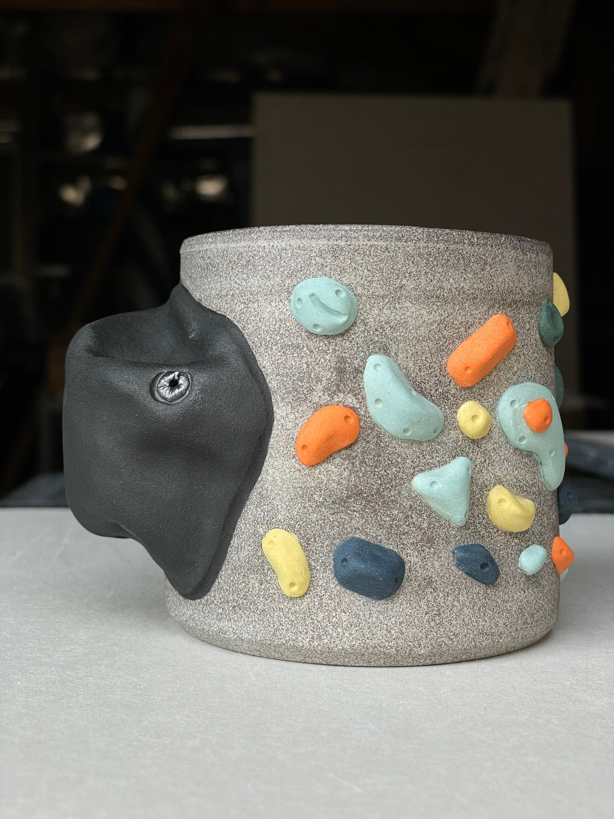 Granite Climbing Cup - LIME/RED/BLACK handle & other colors - Handsculpted