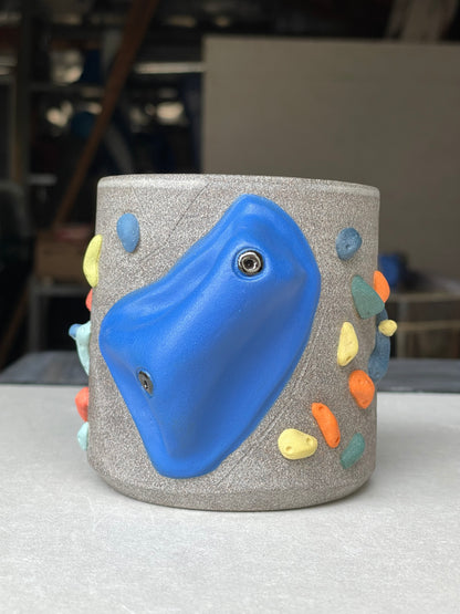 BRIGHT BLUE Hold Handle - Granite Climbing Cup- Handsculpted