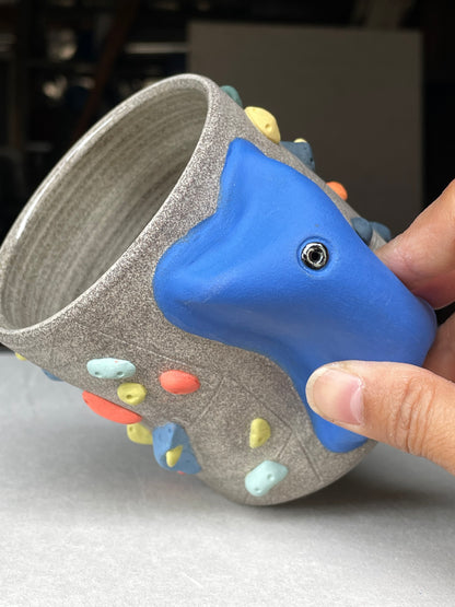 BRIGHT BLUE Hold Handle - Granite Climbing Cup- Handsculpted