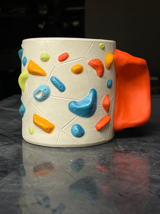 White Climbing Cup with RED Hold Handle - 12oz