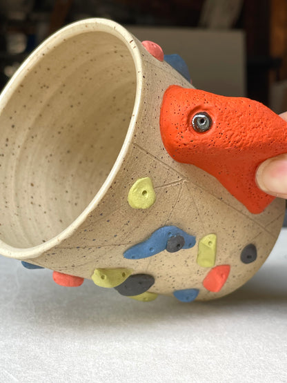 V-shape Cup - Buff Speckled with Hold Handle - Handsculpted