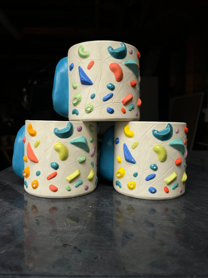 Detailed Holds - White Climbing Cup with BLUE Hold Handle - 12oz