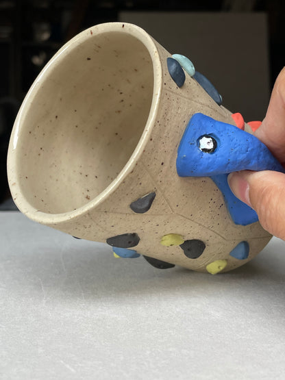 V-shape Cup - Buff Speckled with Hold Handle - Handsculpted