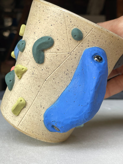 V-shape Cup - Buff Speckled with Hold Handle - Handsculpted