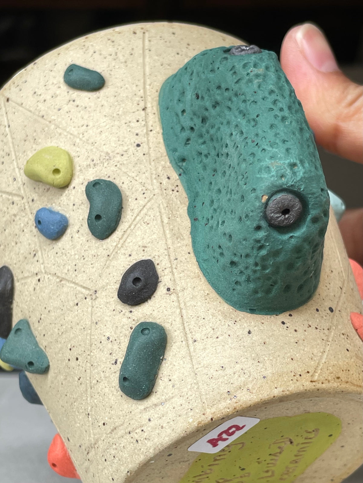 V-shape Cup - Buff Speckled with Hold Handle - Handsculpted
