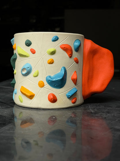 Detailed Holds - White Climbing Cup with Red Hold Handle - 12oz