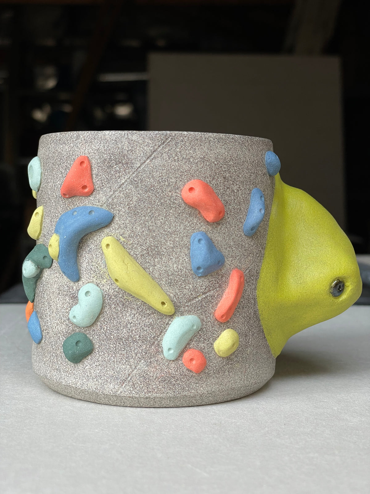 Granite Climbing Cup - LIME/RED/BLACK handle & other colors - Handsculpted