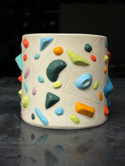 Detailed Holds - White Climbing Cup with BLUE Hold Handle - 12oz