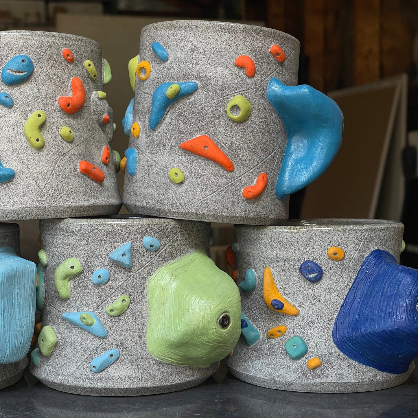 Climbing Cup - Hold Handle - Granite Clay (10-11oz)