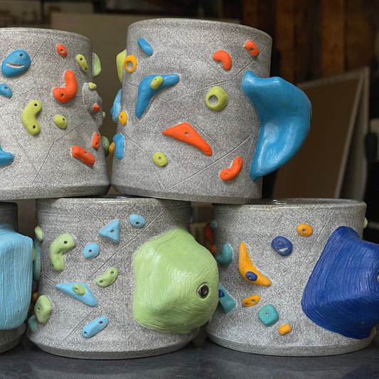 Climbing Cup - Hold Handle - Granite Clay (10-11oz)