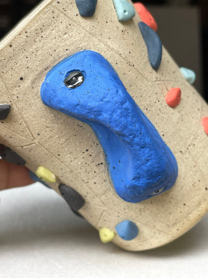 V-shape Cup - Buff Speckled with Hold Handle - Handsculpted