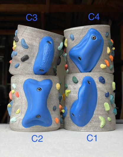 BRIGHT BLUE Hold Handle - Granite Climbing Cup- Handsculpted