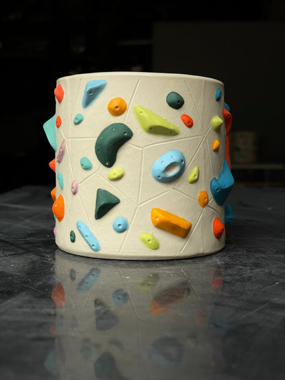 Detailed Holds - White Climbing Cup with Red Hold Handle - 12oz