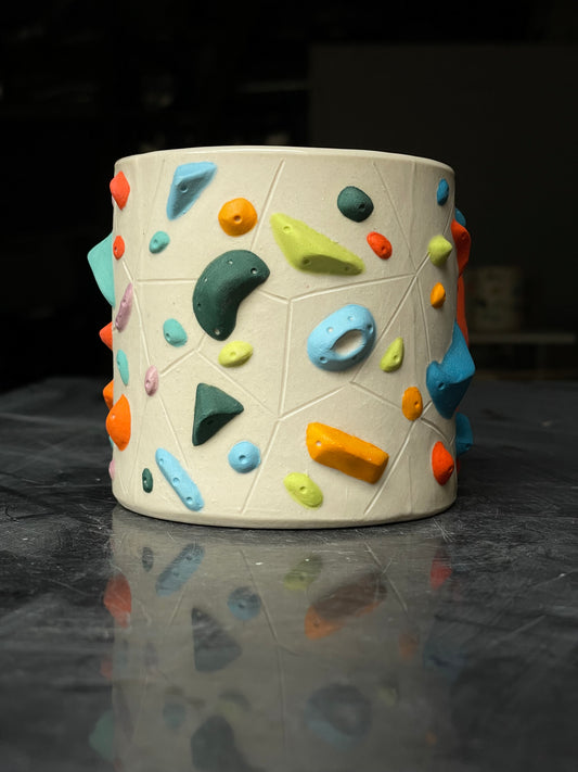 Detailed Holds - White Climbing Cup with Red Hold Handle - 12oz