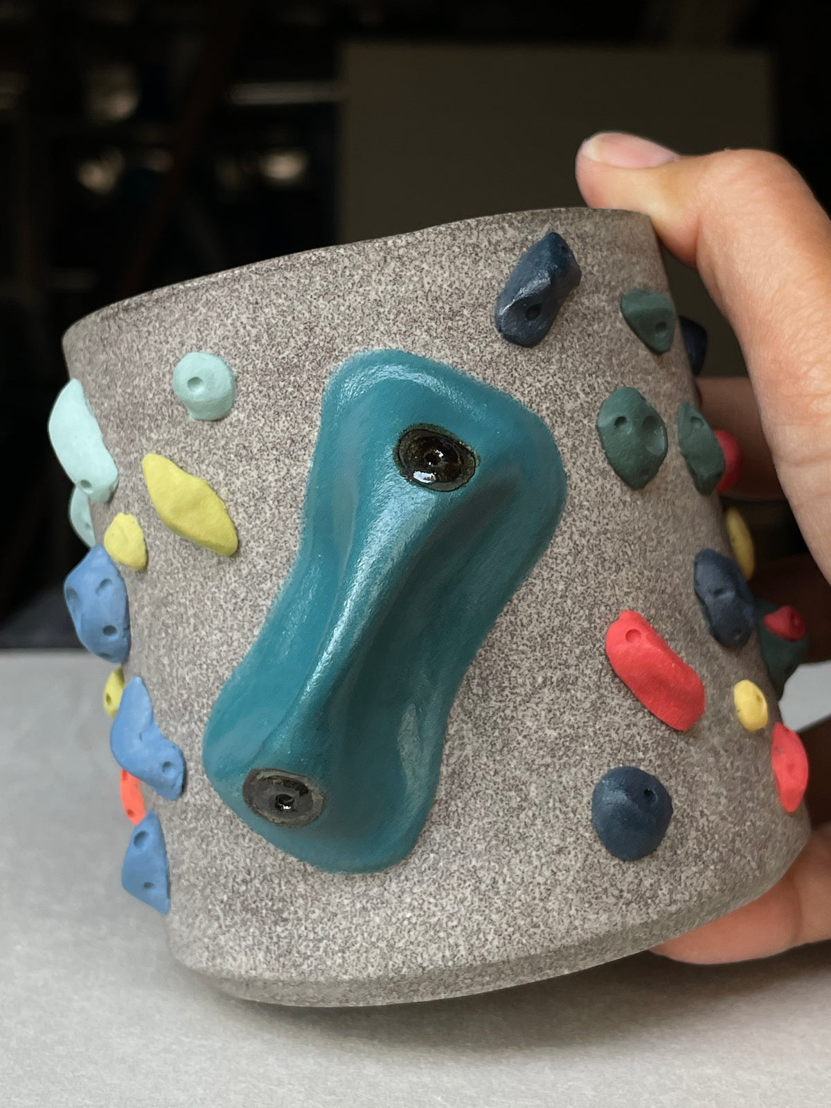 Granite Climbing Cup - LIME/RED/BLACK handle & other colors - Handsculpted