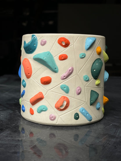 Detailed Holds - White Climbing Cup with BLUE Hold Handle - 12oz