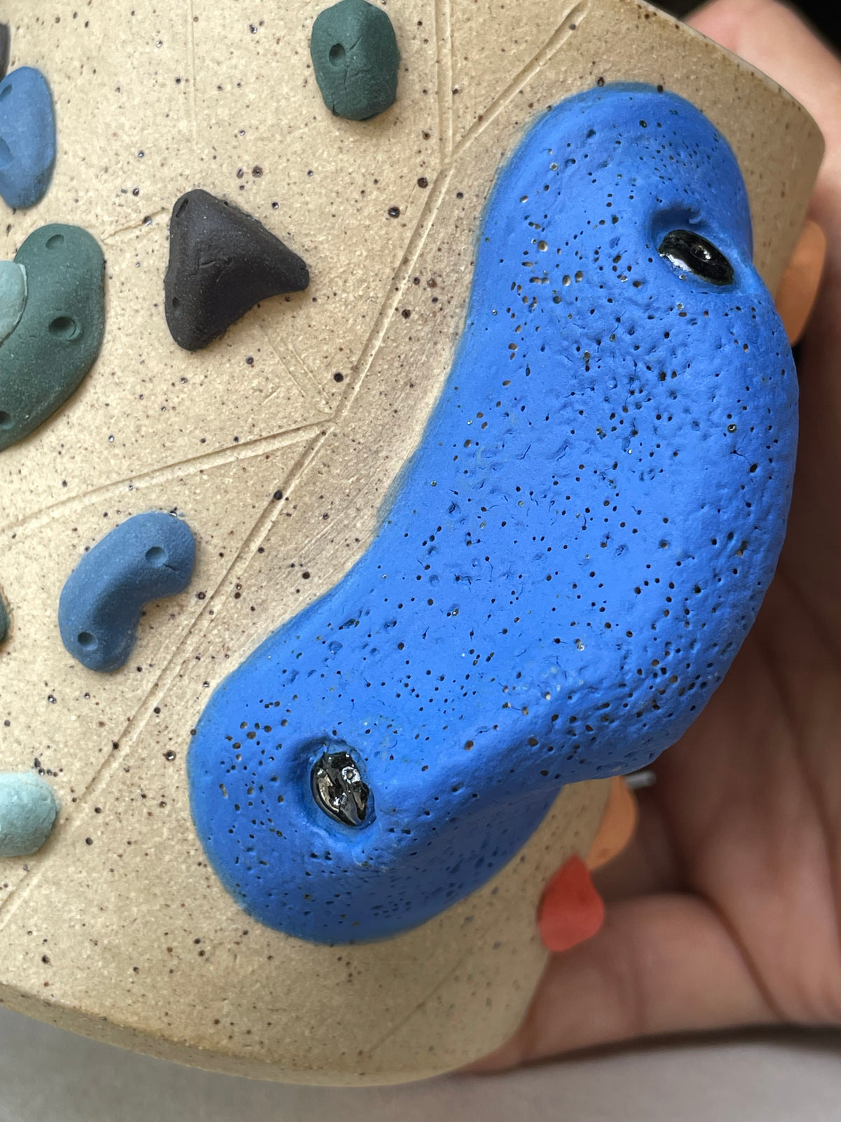 Straight Wall Cup - Buff Speckled with Hold Handle - Handsculpted