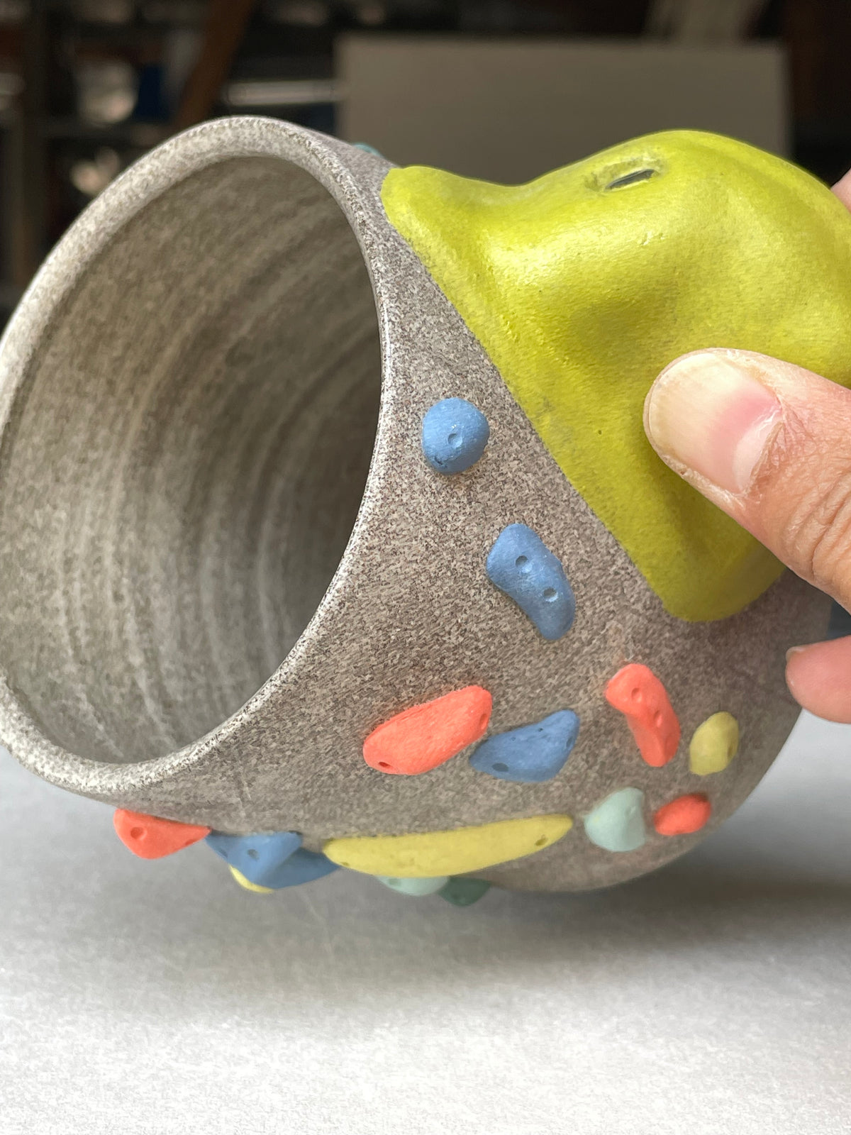Granite Climbing Cup - LIME/RED/BLACK handle & other colors - Handsculpted