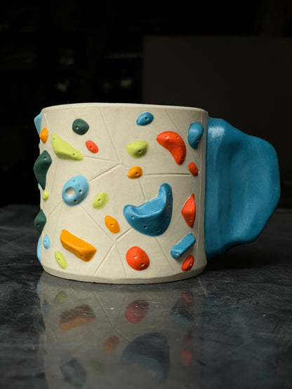 Detailed Holds - White Climbing Cup with BLUE Hold Handle - 12oz