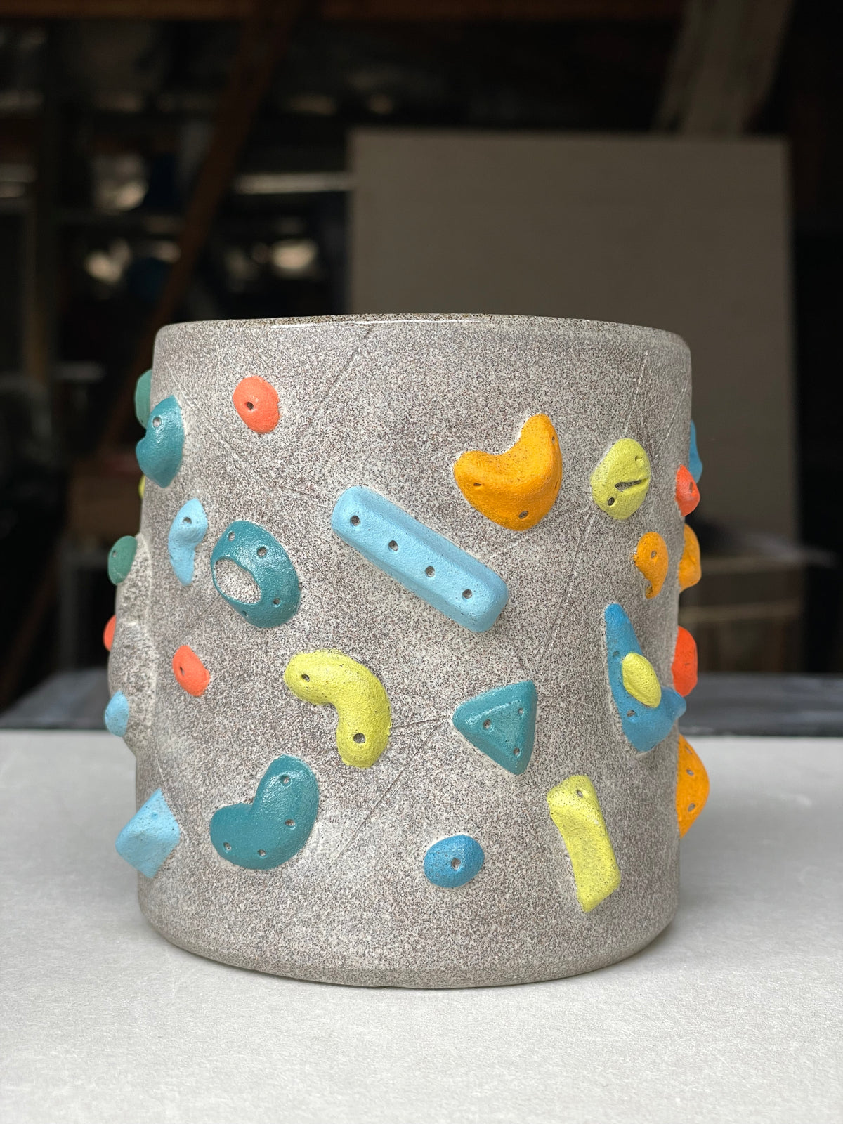 MUTED BLUE Hold Handle - Granite Climbing Cup -Handsculpted