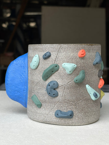 BRIGHT BLUE Hold Handle - Granite Climbing Cup- Handsculpted