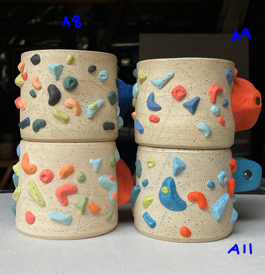 Low Wide Cup - Buff Speckled with Hold Handle - Handsculpted
