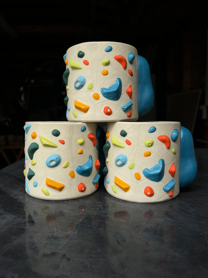 Detailed Holds - White Climbing Cup with BLUE Hold Handle - 12oz