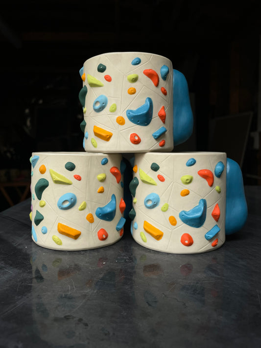 Detailed Holds - White Climbing Cup with BLUE Hold Handle - 12oz
