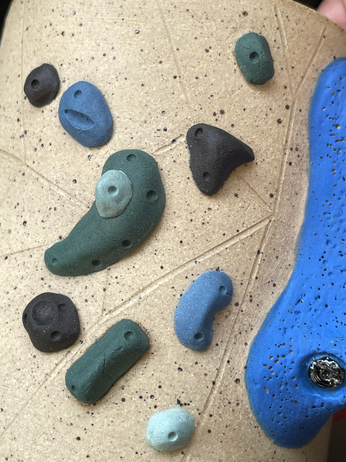 Straight Wall Cup - Buff Speckled with Hold Handle - Handsculpted