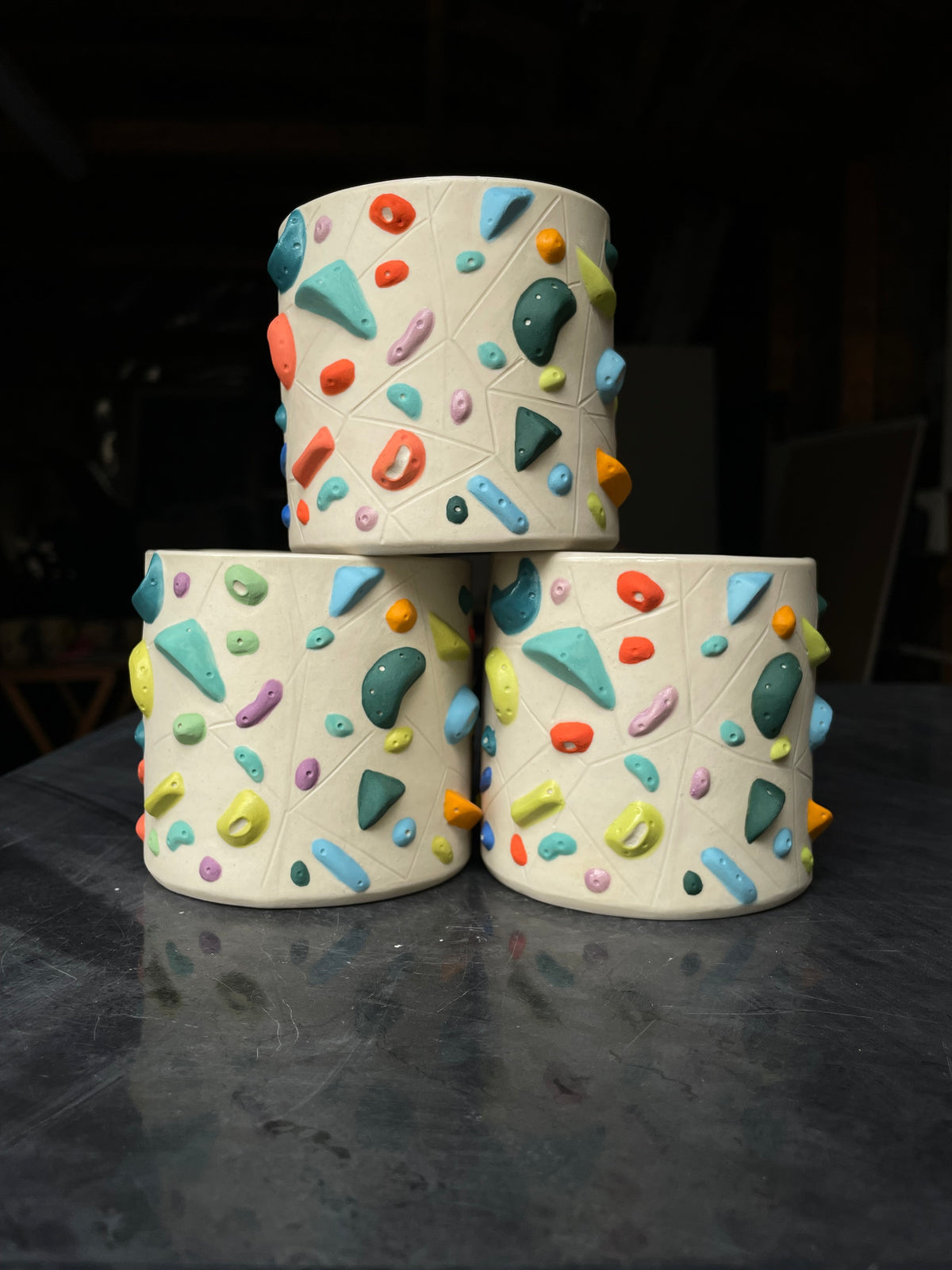 Detailed Holds - White Climbing Cup with BLUE Hold Handle - 12oz