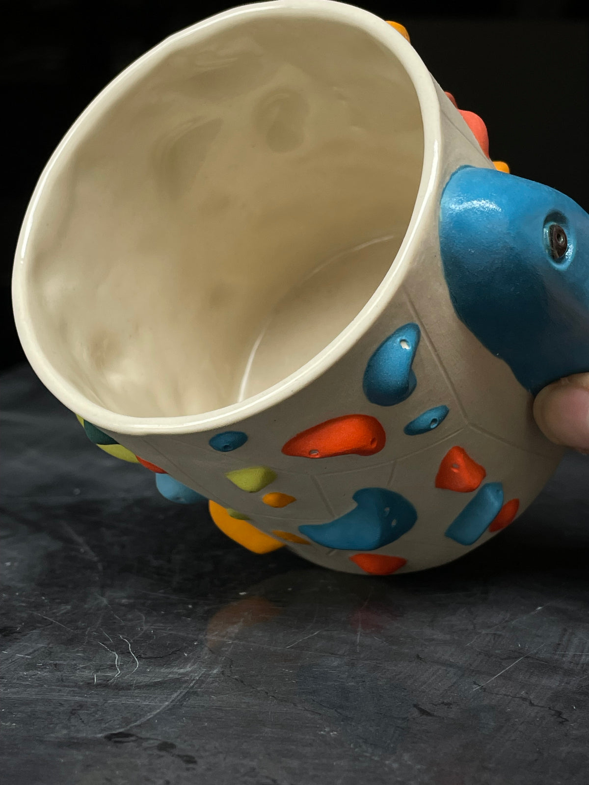 Detailed Holds - White Climbing Cup with BLUE Hold Handle - 12oz