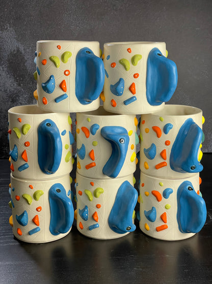 White Climbing Cup with Hold Handle - BLUE
