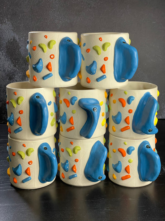 White Climbing Cup with Hold Handle - BLUE