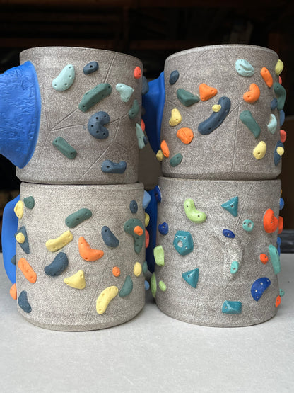 BRIGHT BLUE Hold Handle - Granite Climbing Cup- Handsculpted