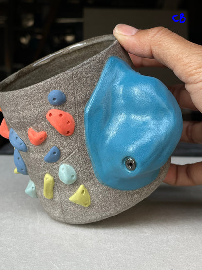 MUTED BLUE Hold Handle - Granite Climbing Cup -Handsculpted