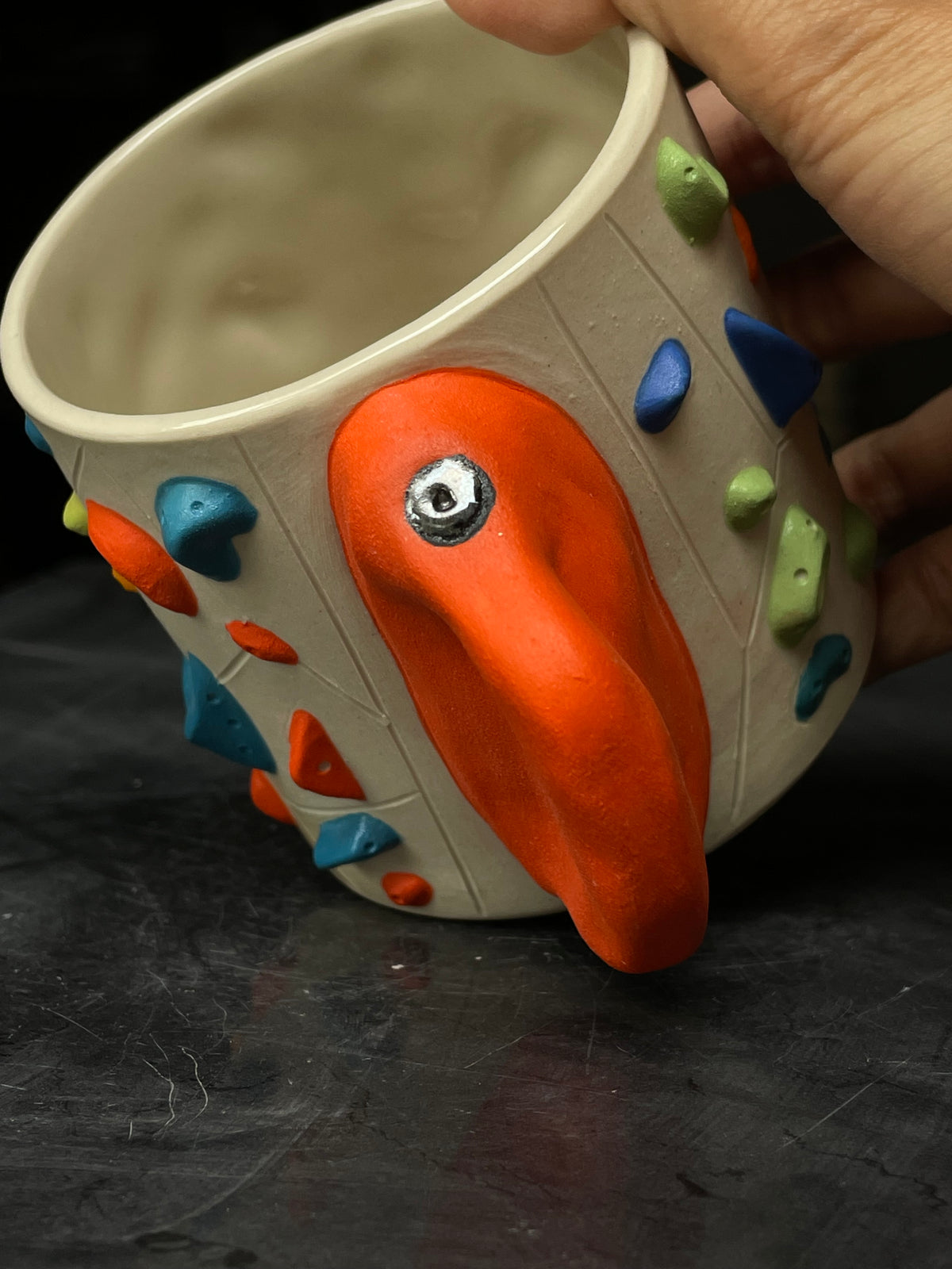 Detailed Holds - White Climbing Cup with Red Hold Handle - 12oz