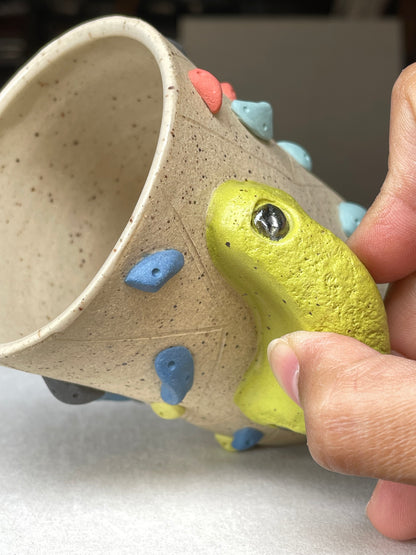 V-shape Cup - Buff Speckled with Hold Handle - Handsculpted