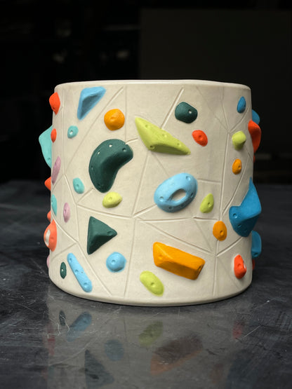 Detailed Holds - White Climbing Cup with BLUE Hold Handle - 12oz